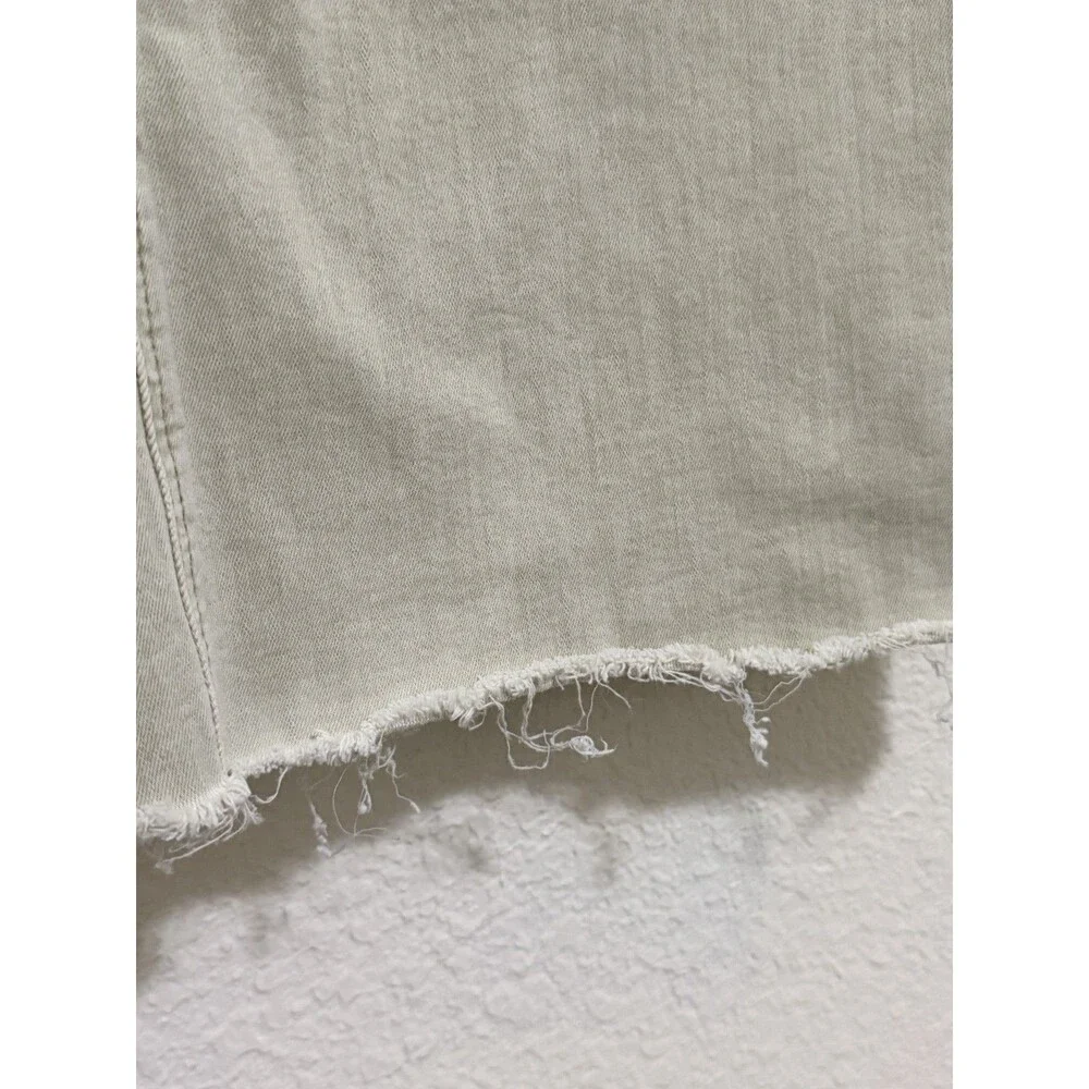 Oat New York Distressed Raw Hem Jeans Beige High Waist 10 30